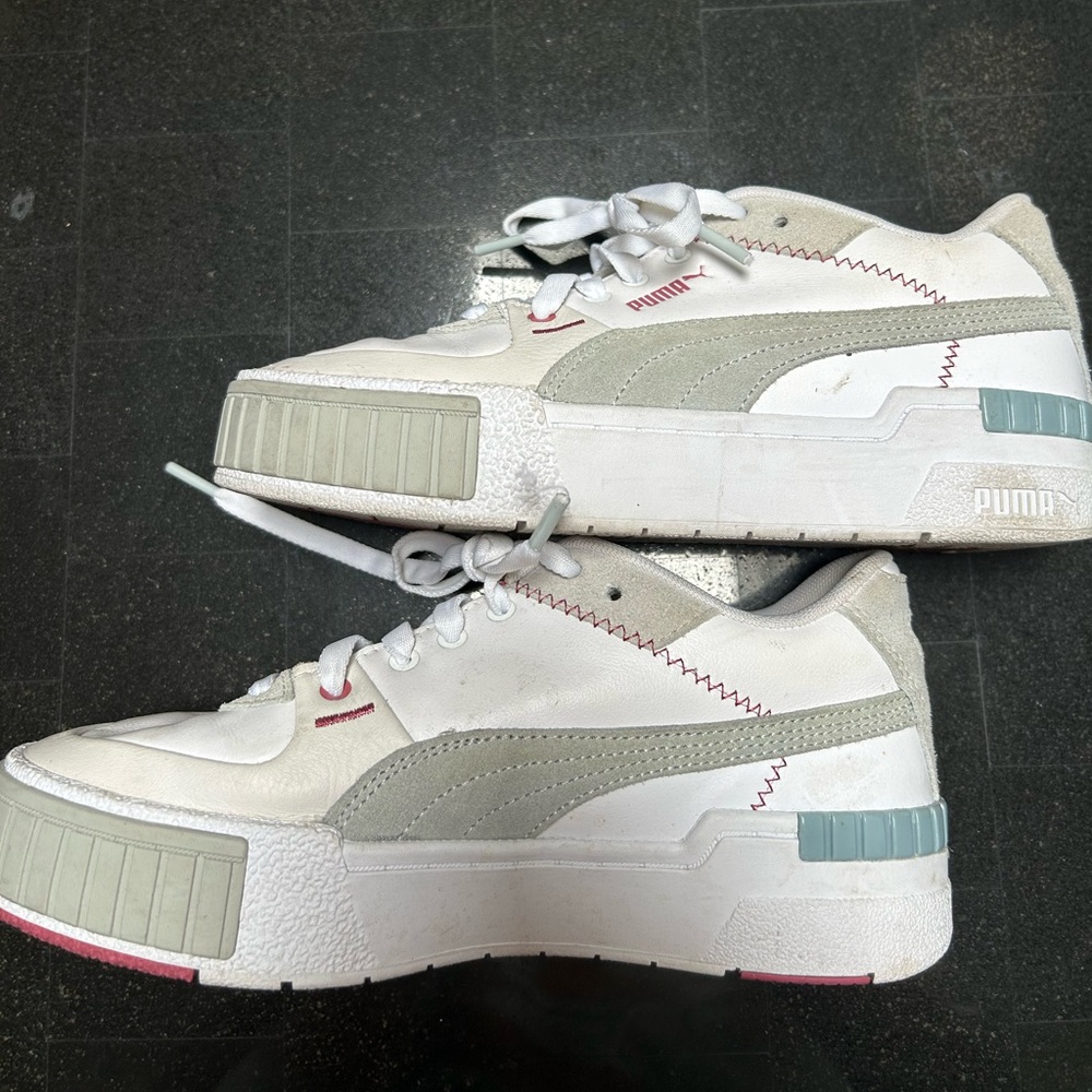 Puma White and Gray Sneakers with Chunky Sole